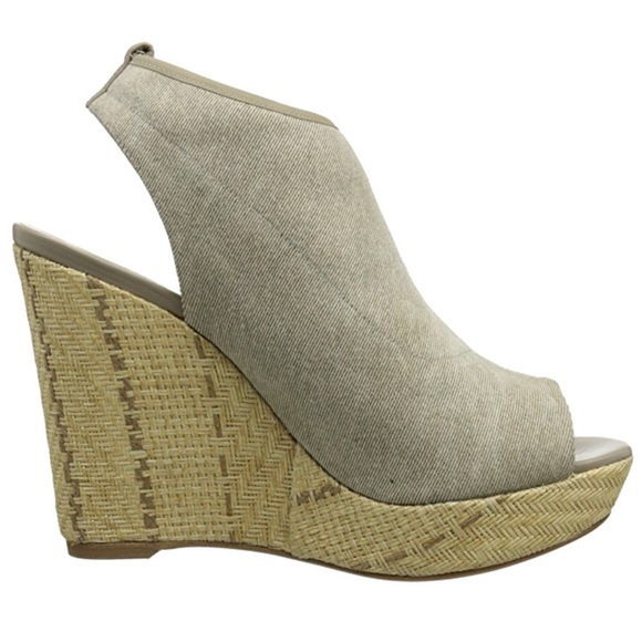 Made in Spain Cream Fabric Wedge Sandal - Picture 4 of 8